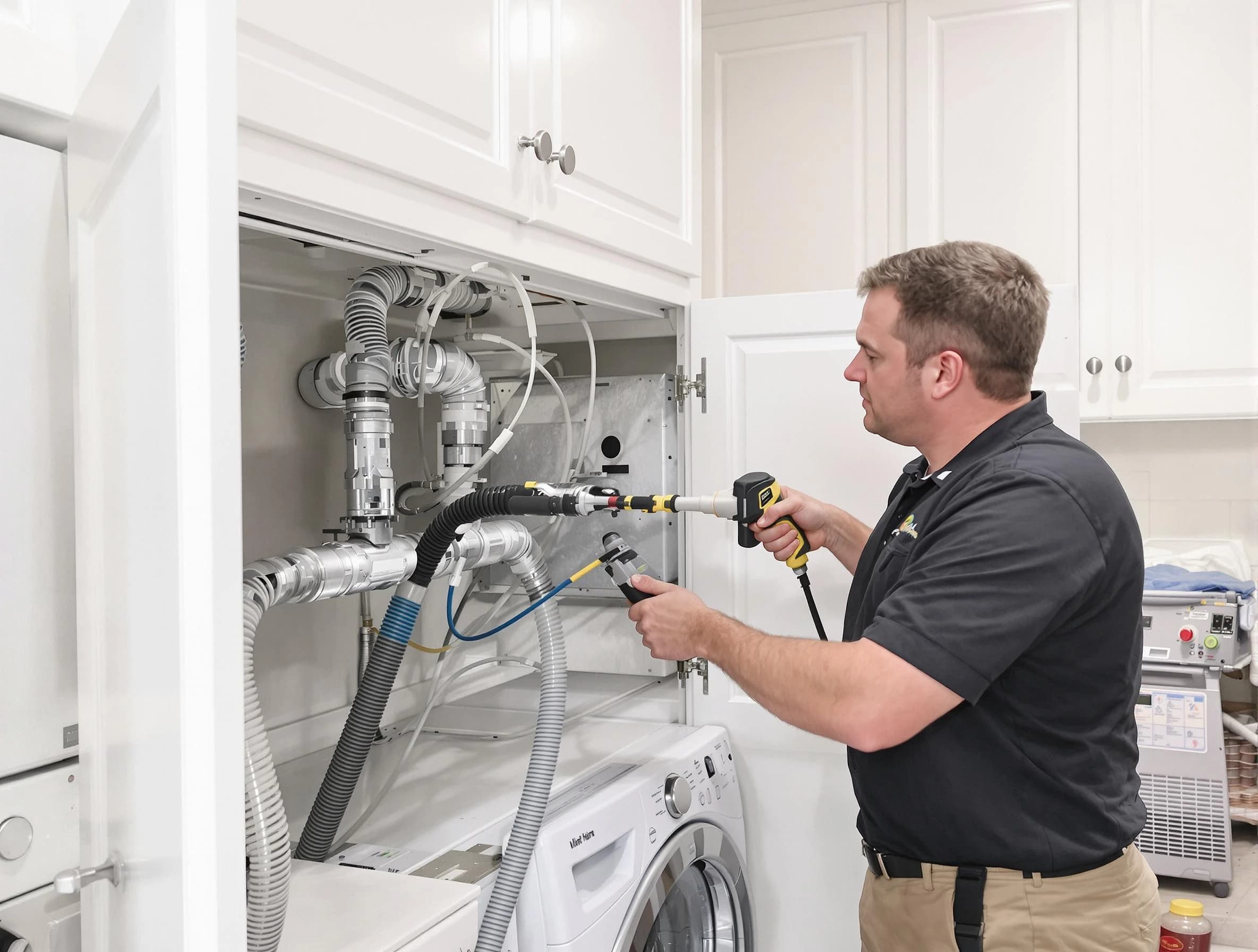 El Reno Dryer Vent Cleaning professional removing severe blockage from a clogged dryer vent in El Reno