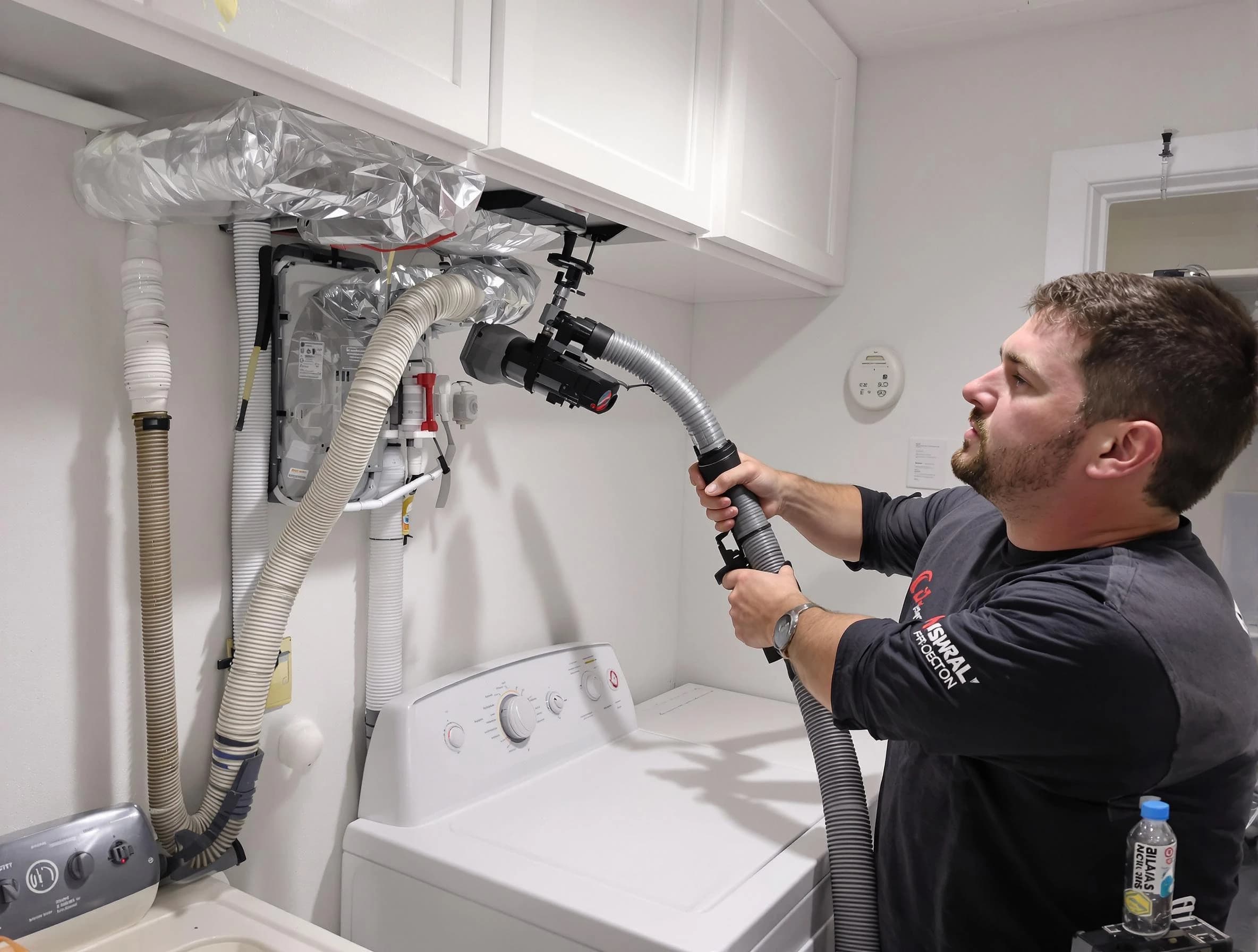El Reno Dryer Vent Cleaning certified technician performing safety-focused gas dryer vent cleaning in El Reno