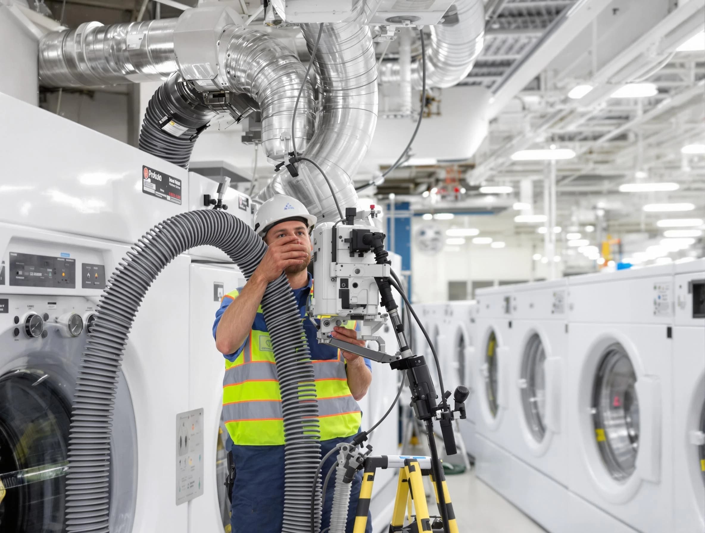El Reno Dryer Vent Cleaning team performing commercial-grade dryer vent cleaning at a business facility in El Reno