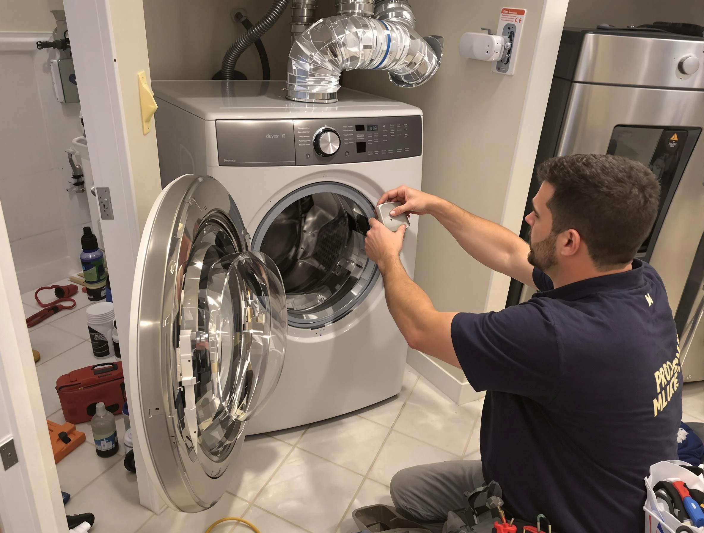 El Reno Dryer Vent Cleaning technician performing precise dryer vent hose installation in El Reno